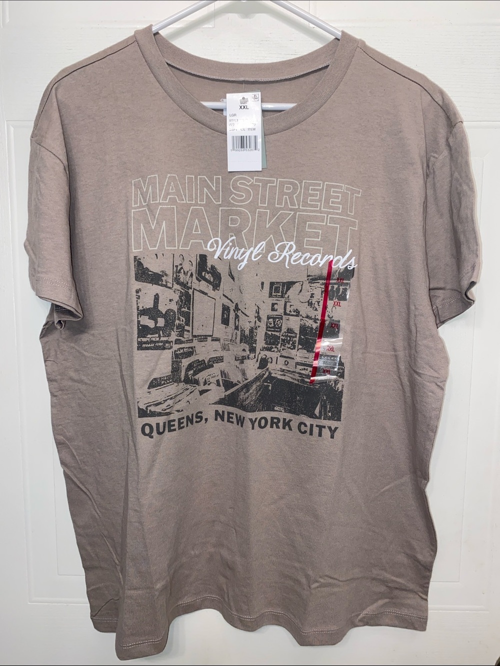 Main Street Market Vinyl Records Graphic Tee - Taupe - Doe Brand